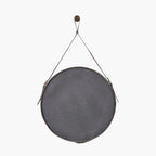 Peppercorn Leather Frame Round Wall Mirror