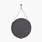 Vintage Brown Leather Frame Round Wall Mirror