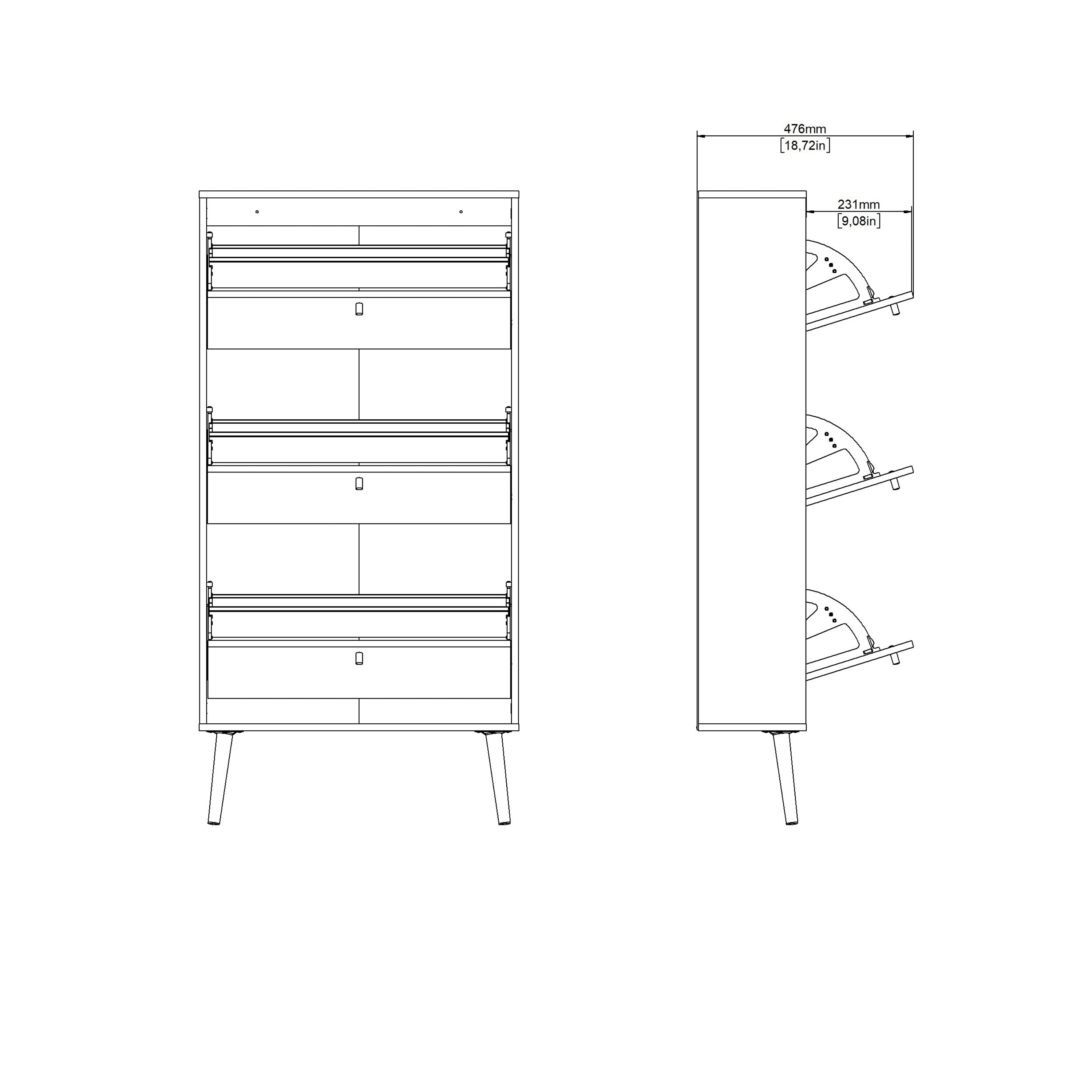Cumbria Shoe Cabinet 3 Flip Down Doors White