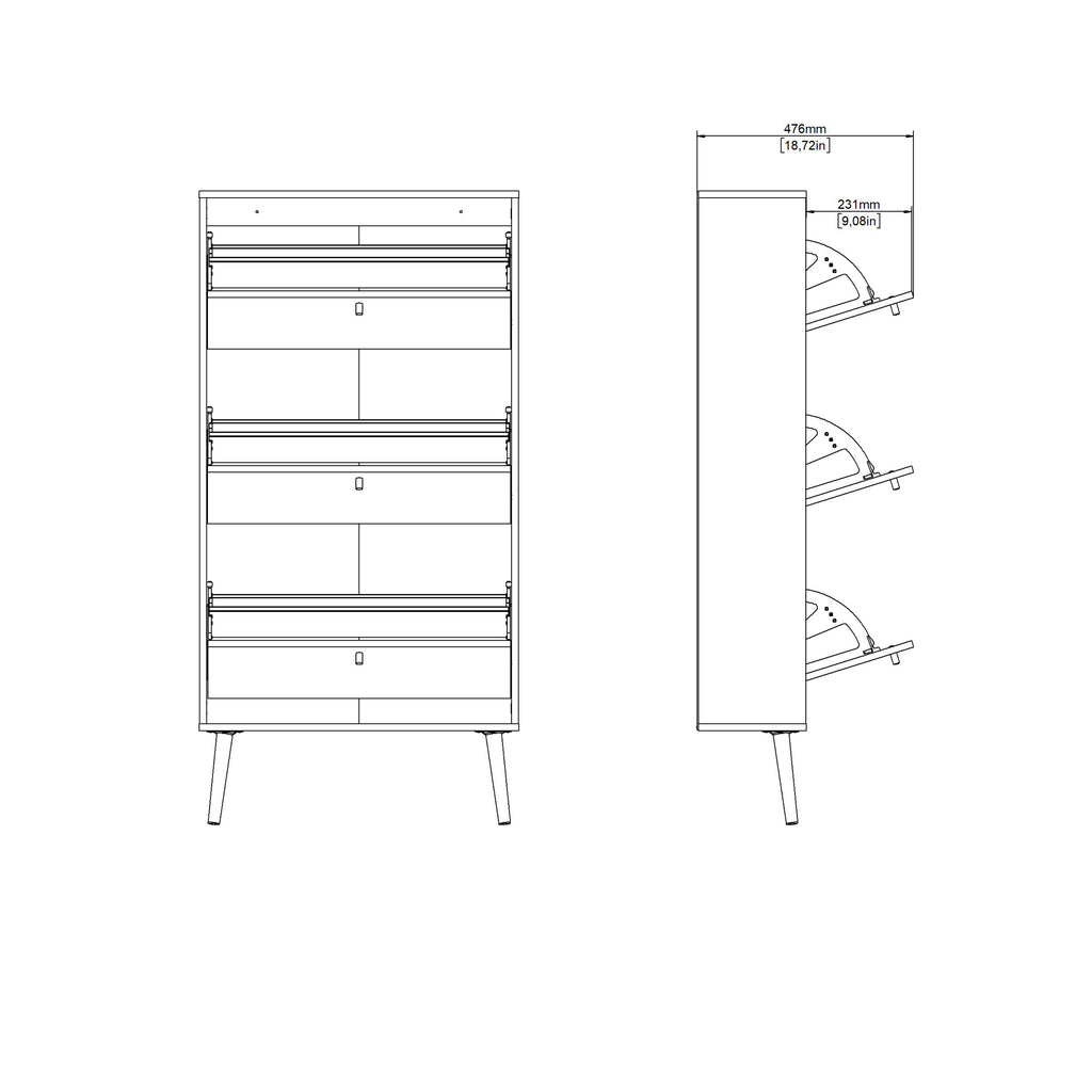 Cumbria Shoe Cabinet 3 Flip Down Doors Dark Grey