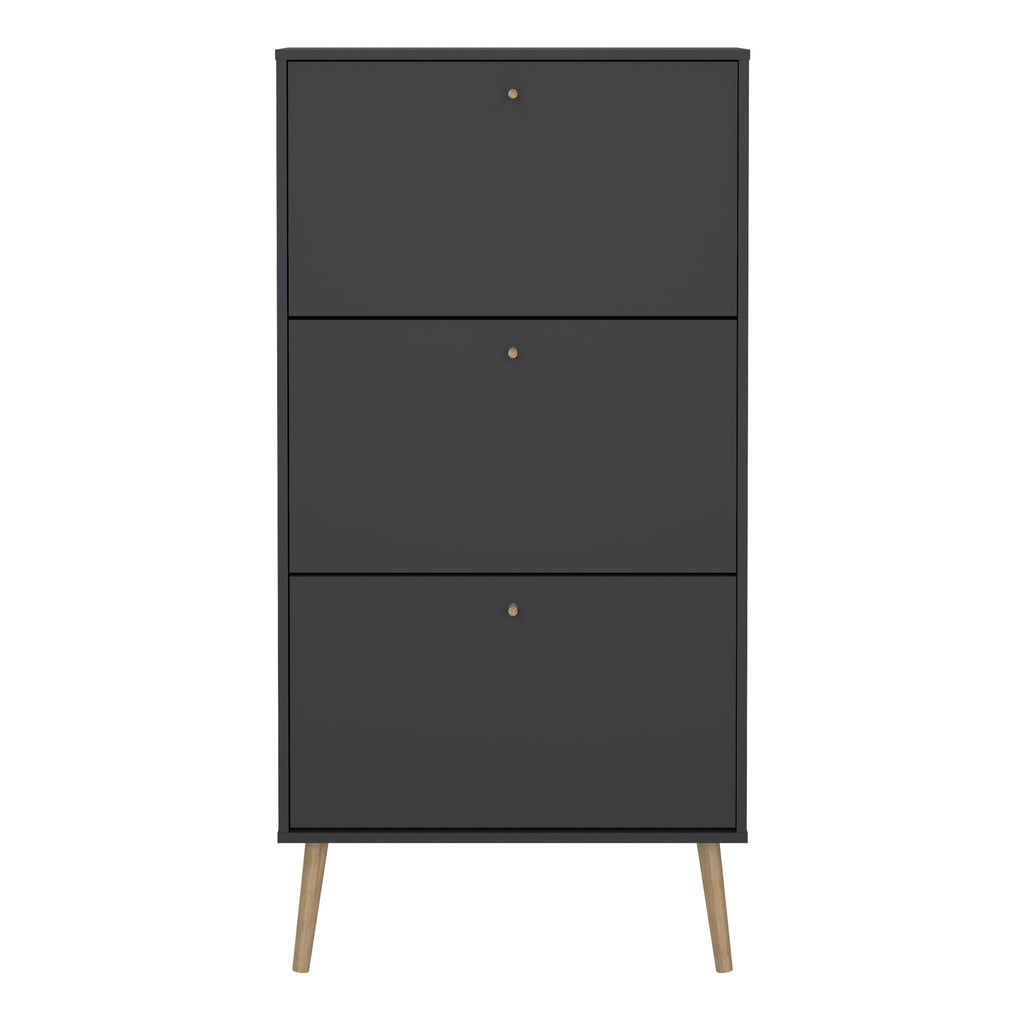 Cumbria Shoe Cabinet 3 Flip Down Doors Dark Grey