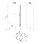 Cumbria Wardrobe with 2 Doors + 2 Drawers Dark Grey