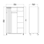 Uppsala Open Mobile Wardrobe Unit in Jackson Hickory Oak with a Beige Textile Curtain on Wheels