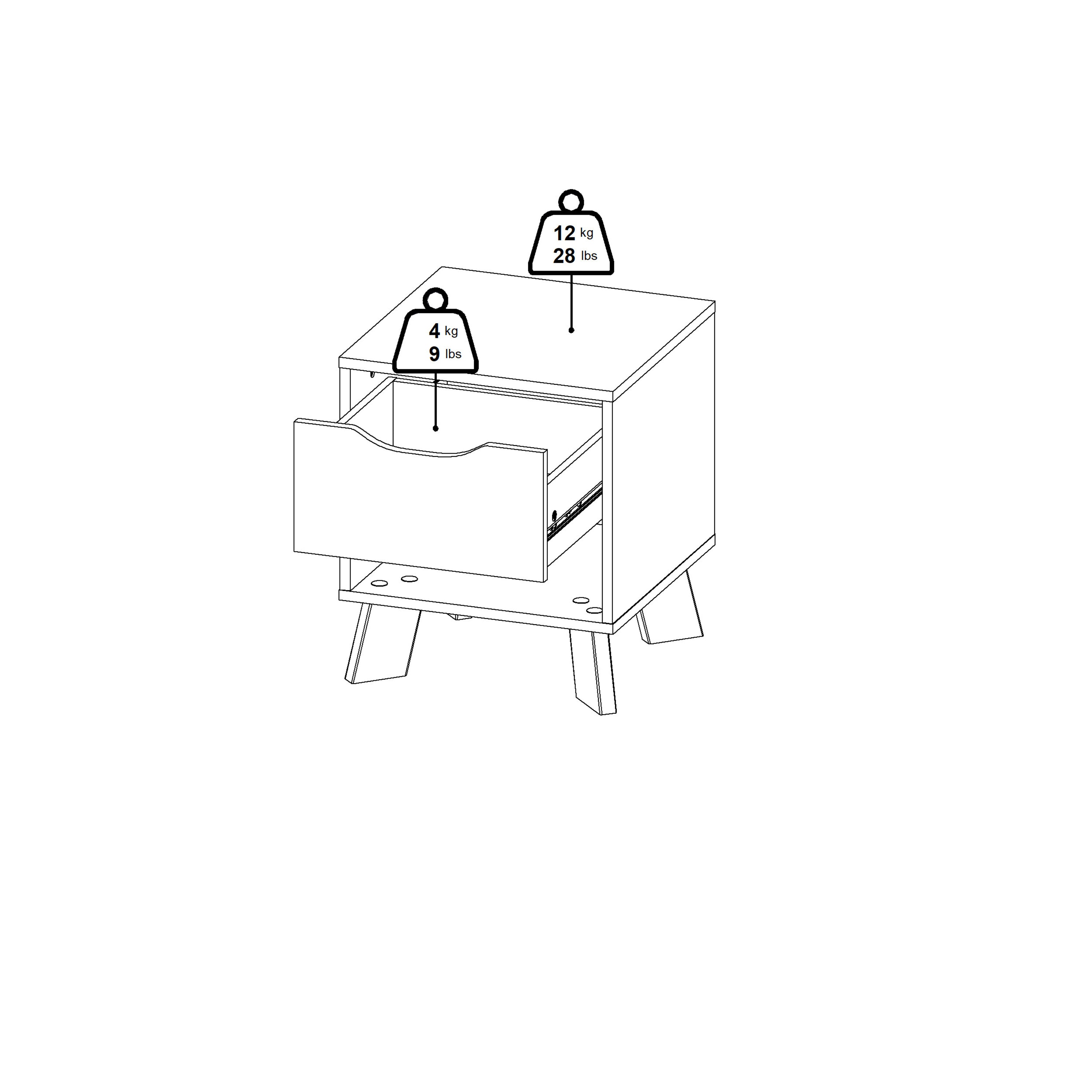 Ikast Nightstand 1 Drawer in Jackson Hickory and White