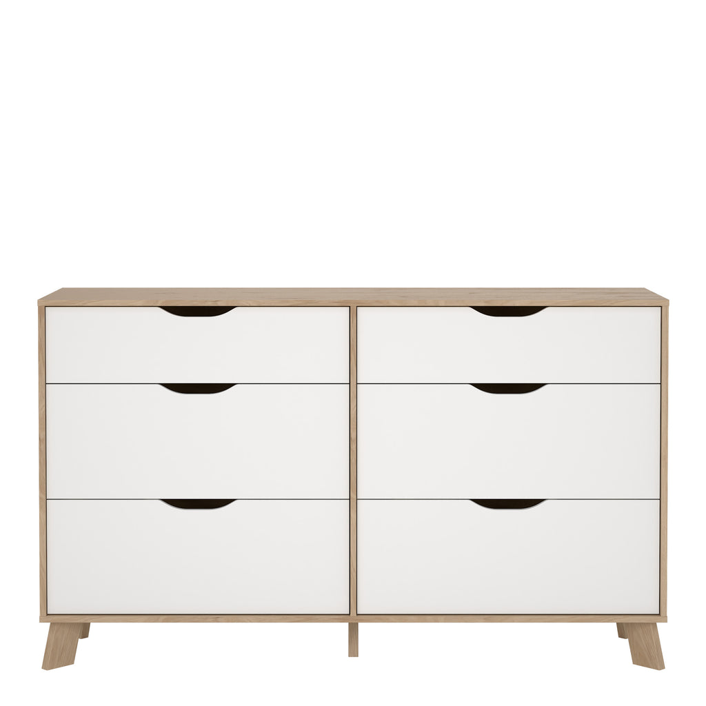 Ikast 6 Drawers Double Dresser in Jackson Hickory and White