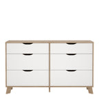 Ikast 6 Drawers Double Dresser in Jackson Hickory and White
