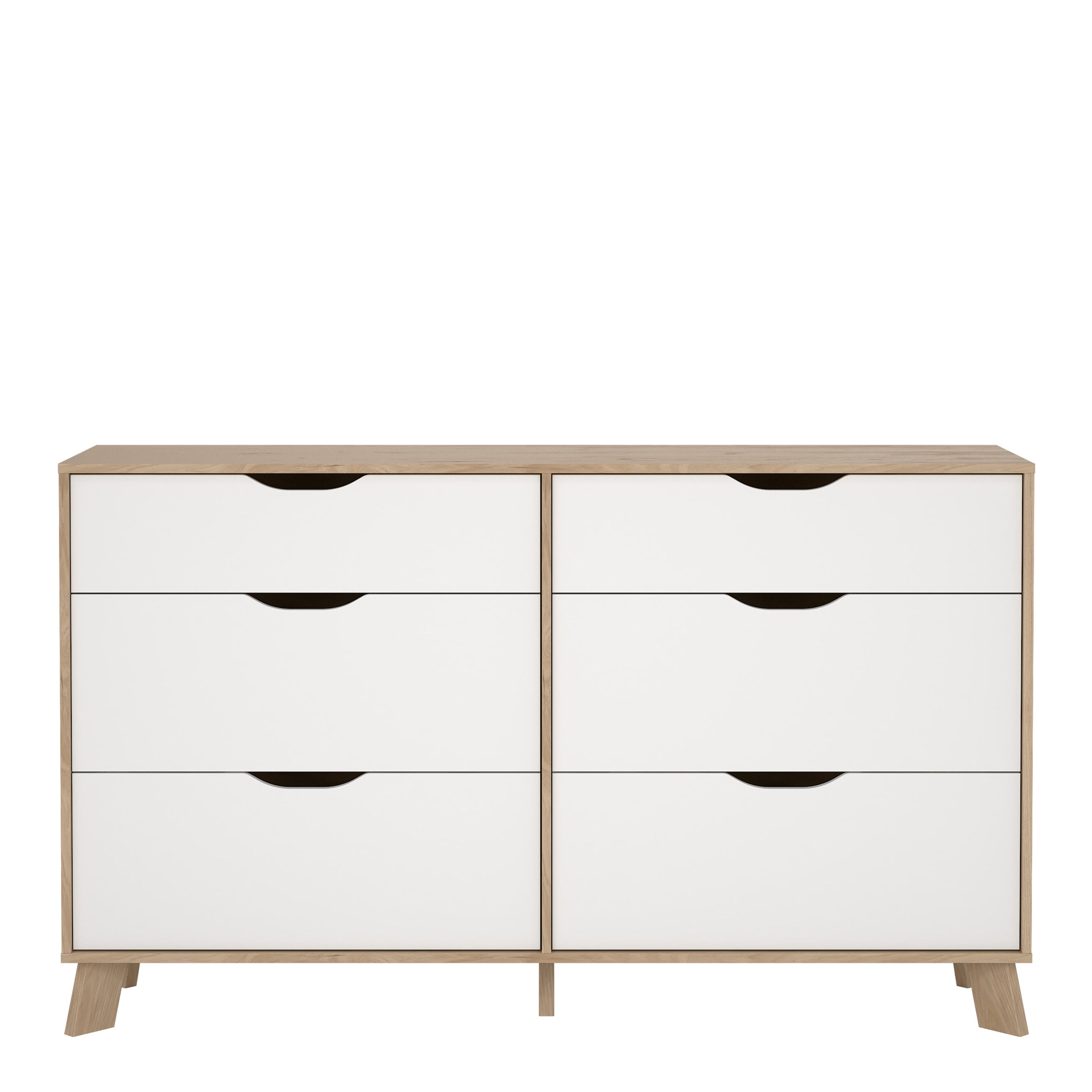 Ikast 6 Drawers Double Dresser in Jackson Hickory and White