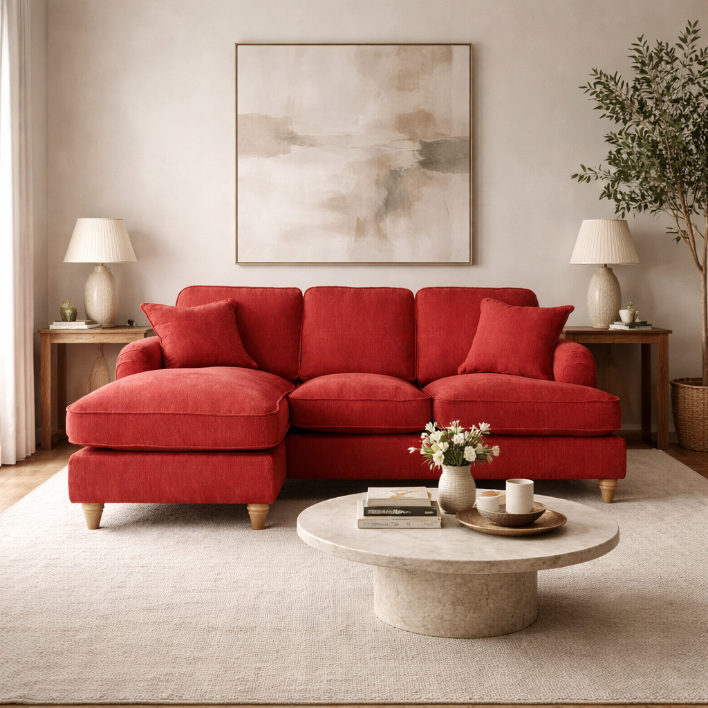 Left Hand Chaise Sofa Manhattan Apricot The Great Sofa Company | Piper | Vienna | Arthur | Emeline | Swift | Morris