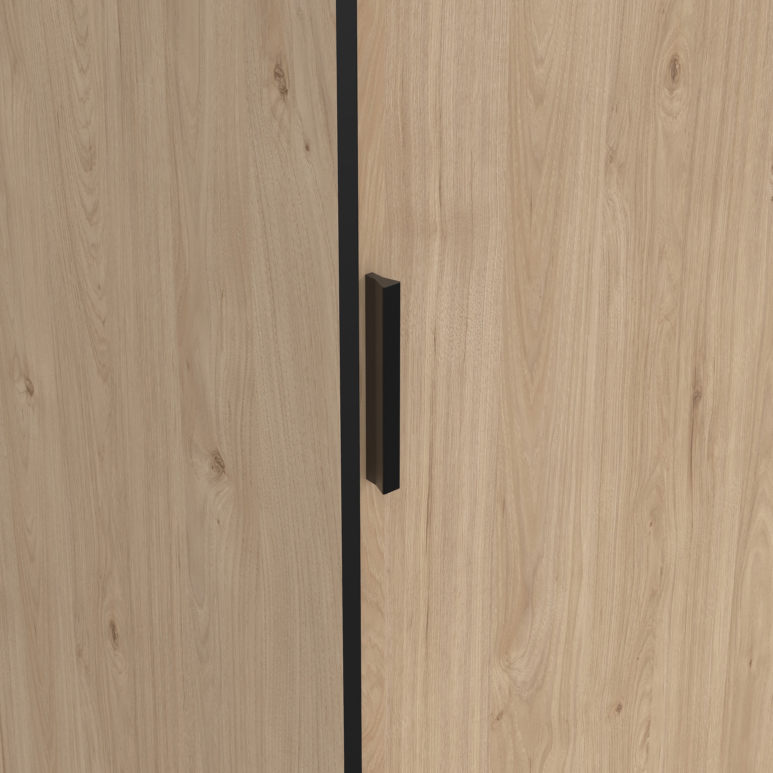 Line Wardrobe with 2 Sliding Doors 1 Sliding Door with Mirror in Jackson Hickory Oak