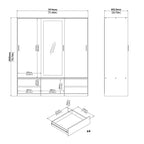 Line Wardrobe with 2 Sliding Doors 1 Sliding Door with Mirror in Jackson Hickory Oak
