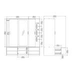 Line Wardrobe with 2 Sliding Doors 1 Sliding Door with Mirror in Jackson Hickory Oak