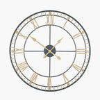 Antique Bronze and Gold Metal Round Wall Clock Large