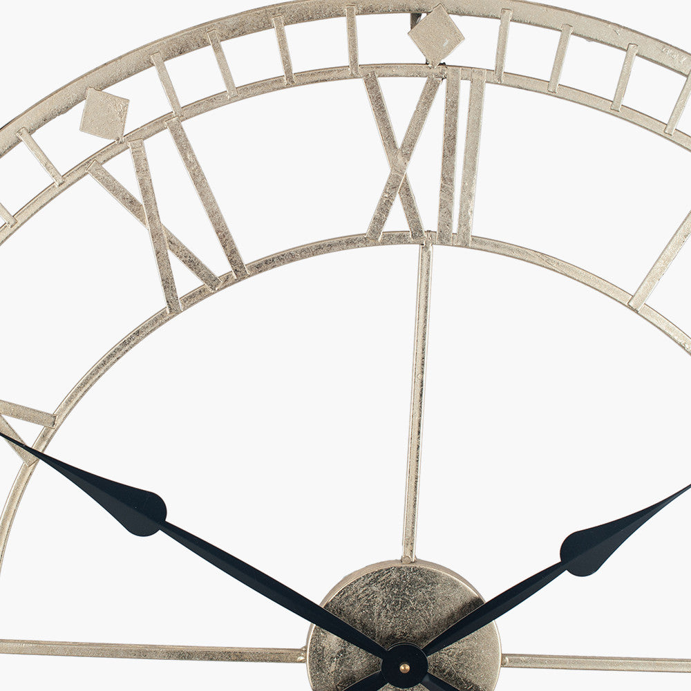 Antique Gold Metal Round Wall Clock Large