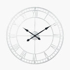 Antique Silver Metal Round Wall Clock Large