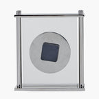 Silver Metal and Glass Floating Clock Face Square Table Clock
