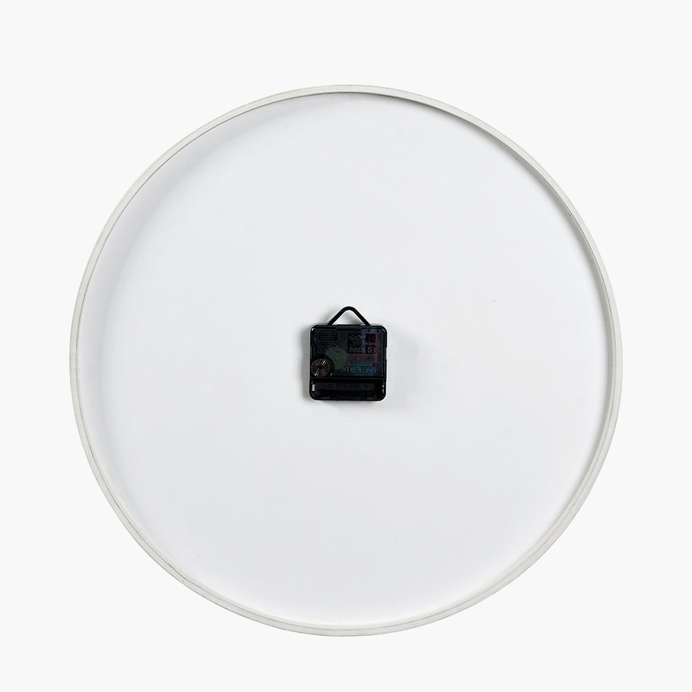 White Marble Effect Wood Veneer Round Wall Clock