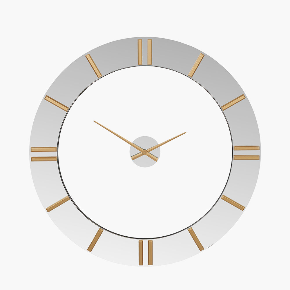 Mirror and Gold 2 Piece Open Wall Clock