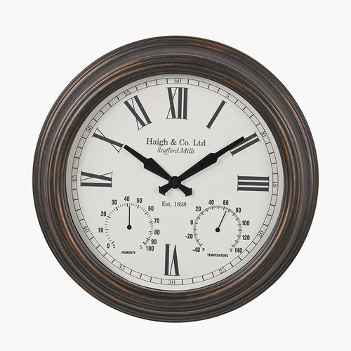 Antique Bronze Effect Indoor Outdoor Wall Clock