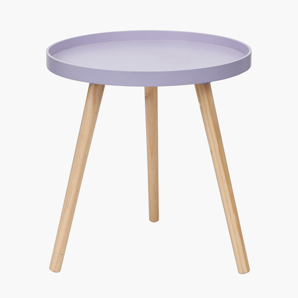 Halston Lilac Wood Veneer and Natural Pine Wood Side Table