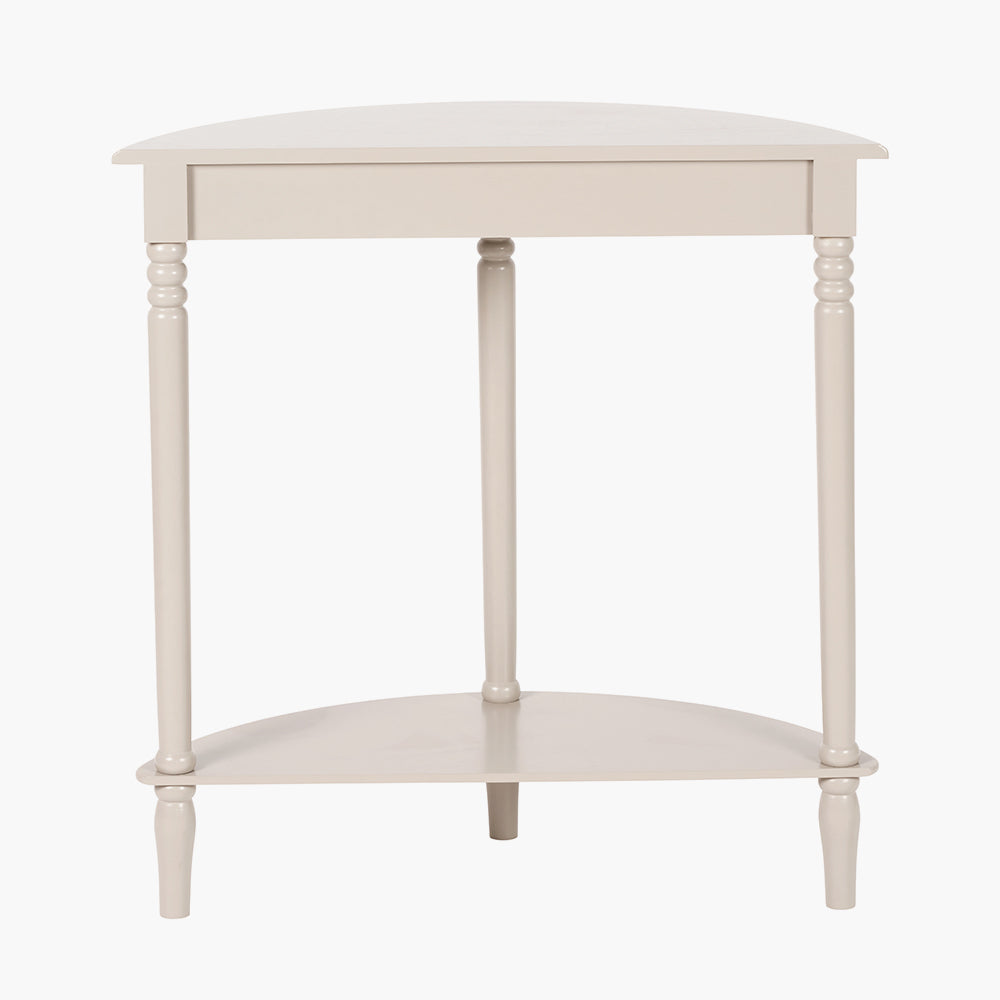 Heritage Putty Pine Wood Half Moon Console Table