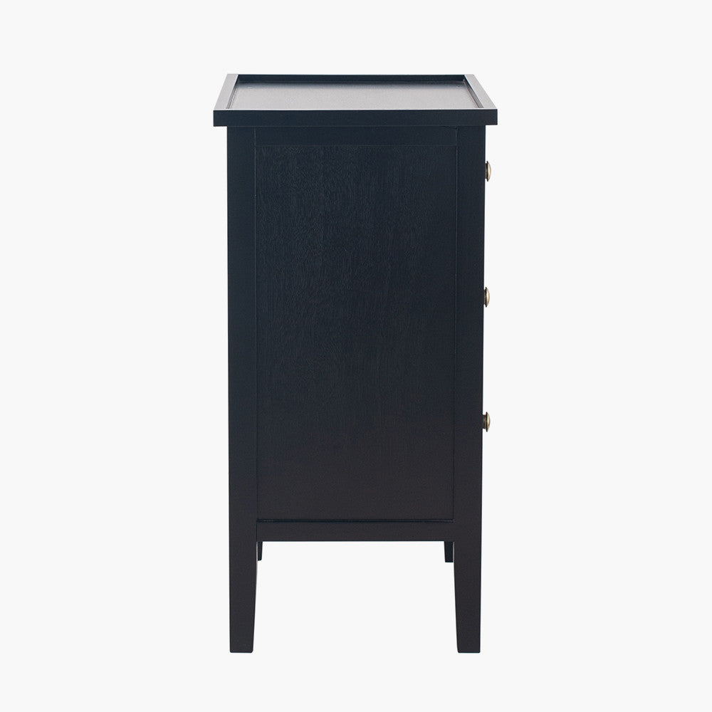 Chelmsford Satin Black Pine Wood 3 Drawer Unit