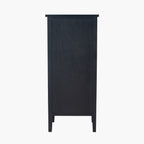 Chelmsford Satin Black Pine Wood 5 Drawer Tall Boy