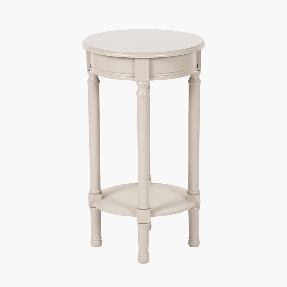 Heritage Putty Pine Wood Round Accent Table