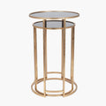 Veneziano S/2 Antique Gold Metal and Black Glass Side Tables