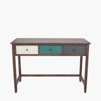 Loft Blue Multicoloured Pine Wood 3 Drawer Desk