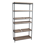 Gallery Natural Wood Veneer and Black Metal 5 Shelf Unit
