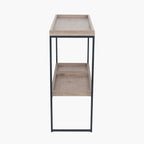 Gallery Natural Wood Veneer and Black Metal 2 Shelf Unit