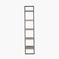 Gallery Natural Wood Veneer and Black Metal 5 Shelf Ladder Unit