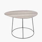 Minato White Oak Veneer and Black Metal Leg Side Table