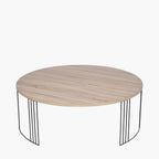 Atri Dark Oak Wood Veneer and Black Metal Coffee Table