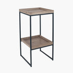 Gallery Natural Wood Veneer and Black Metal Side Table