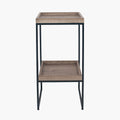 Gallery Natural Wood Veneer and Black Metal Side Table