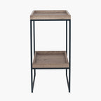 Gallery Natural Wood Veneer and Black Metal Side Table
