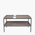 Gallery Natural Wood Veneer and Black Metal Coffee Table