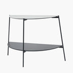 Marchello White Marble Veneer and Black Metal Console Table