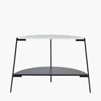 Marchello White Marble Veneer and Black Metal Console Table