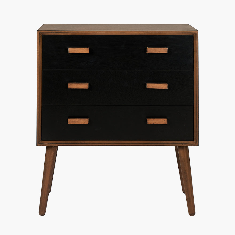 Klee Black Pine Wood 3 Drawer Unit