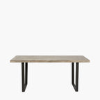 Marca Sand Wash Acacia Wood and Black Metal Dining Table