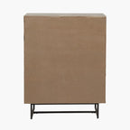 Marca Sand Wash Acacia Wood and Black Metal 2 Door Bar Cabinet