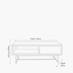 Marca Sand Wash Acacia Wood and Black Metal 2 Drawer Coffee Table