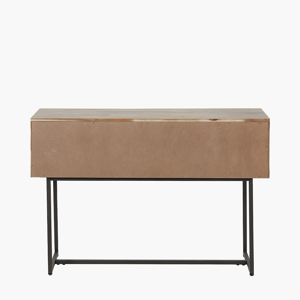 Marca Sand Wash Acacia Wood and Black Metal 1 Drawer Console Table