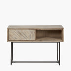 Marca Sand Wash Acacia Wood and Black Metal 1 Drawer Console Table