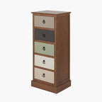 Loft Sage Multicoloured Pine Wood 5 Drawer Unit