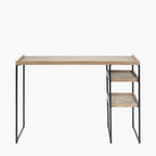 Gallery Natural Wood Veneer and Black Metal Desk