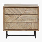 Marca Sand Wash Acacia Wood and Black Metal 3 Drawer Unit
