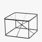 Roxy Glass and Black Metal Coffee Table